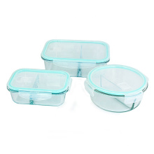 microwave safe Food grade Airtight glass lunch box containers glass food container with compartment with lid